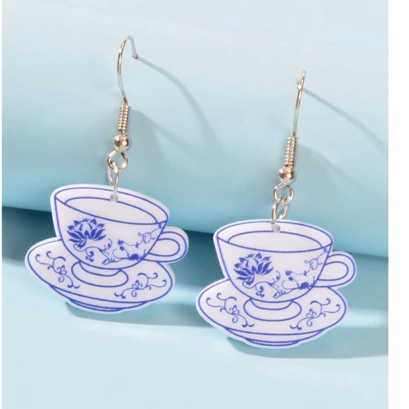 ❤️ FREE Cup Toile Mug Boho Peasant Hipster Hippie Art Deco Farm Hip Earrings - Picture 3 of 3